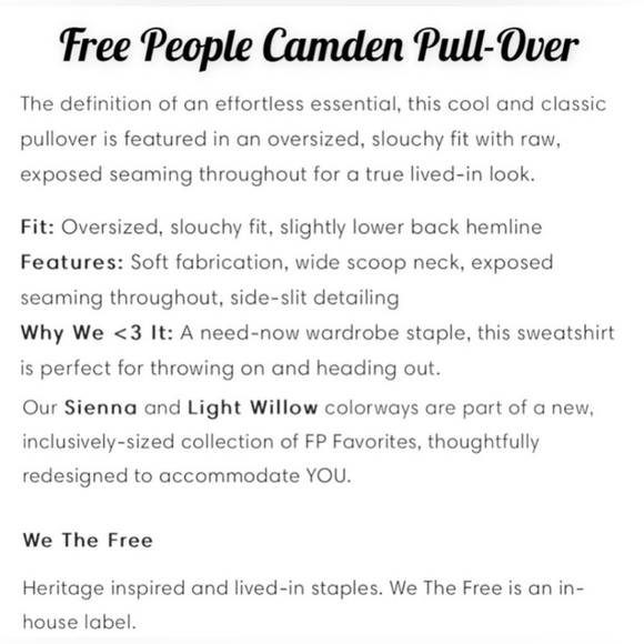 Free People We The Free Camden Sweatshirt in Red Size Medium NWOT - Picture 10 of 16